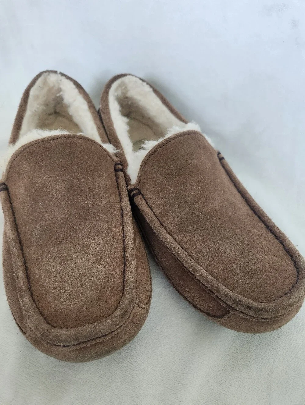 UGG Ascot Men’s Chestnut Suede Shearling-Lined Slip-On Slippers Loafers
